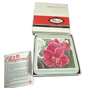 Pimpernel Coasters Eden Pink/Red Hibiscus Floral Traditional Collection UK Made